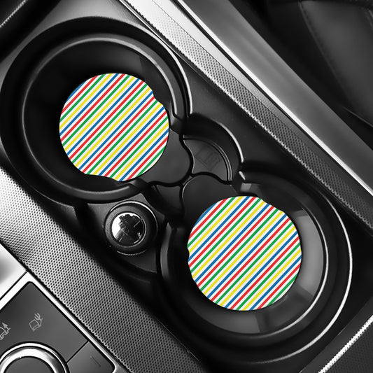 Colorful Striped Pattern Print Car Coasters