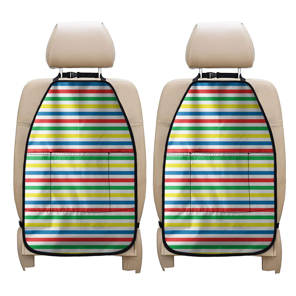 Colorful Striped Pattern Print Car Seat Organizers