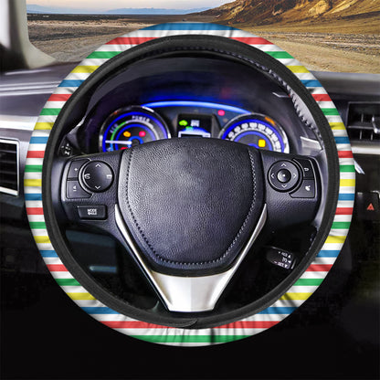 Colorful Striped Pattern Print Car Steering Wheel Cover