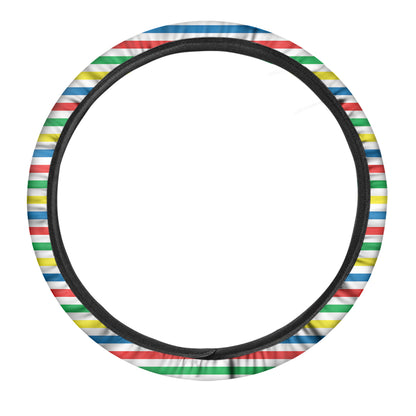 Colorful Striped Pattern Print Car Steering Wheel Cover