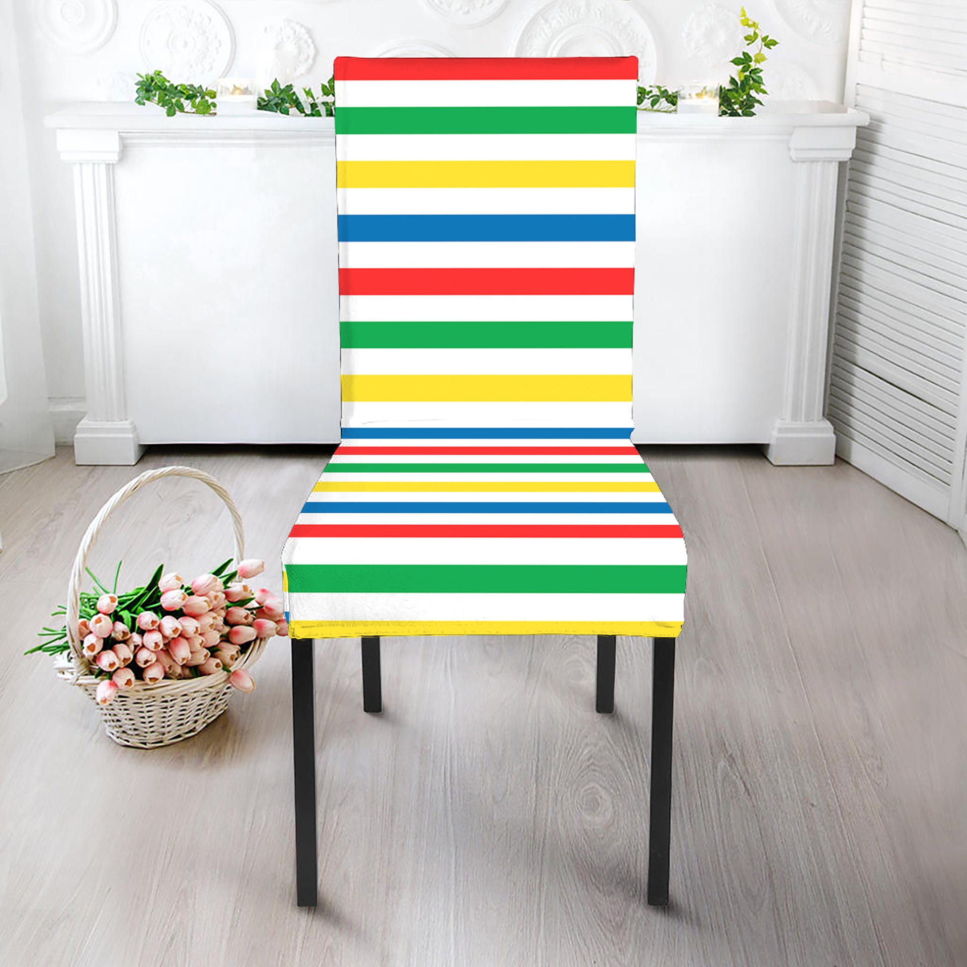 Colorful Striped Pattern Print Dining Chair Slipcover