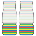 Colorful Striped Pattern Print Front and Back Car Floor Mats