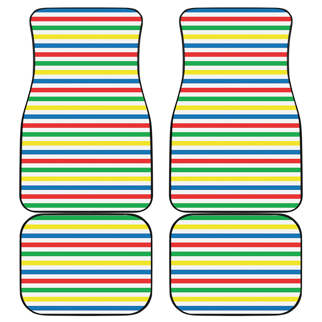 Colorful Striped Pattern Print Front and Back Car Floor Mats