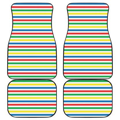 Colorful Striped Pattern Print Front and Back Car Floor Mats