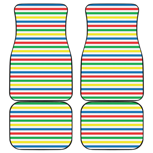 Colorful Striped Pattern Print Front and Back Car Floor Mats