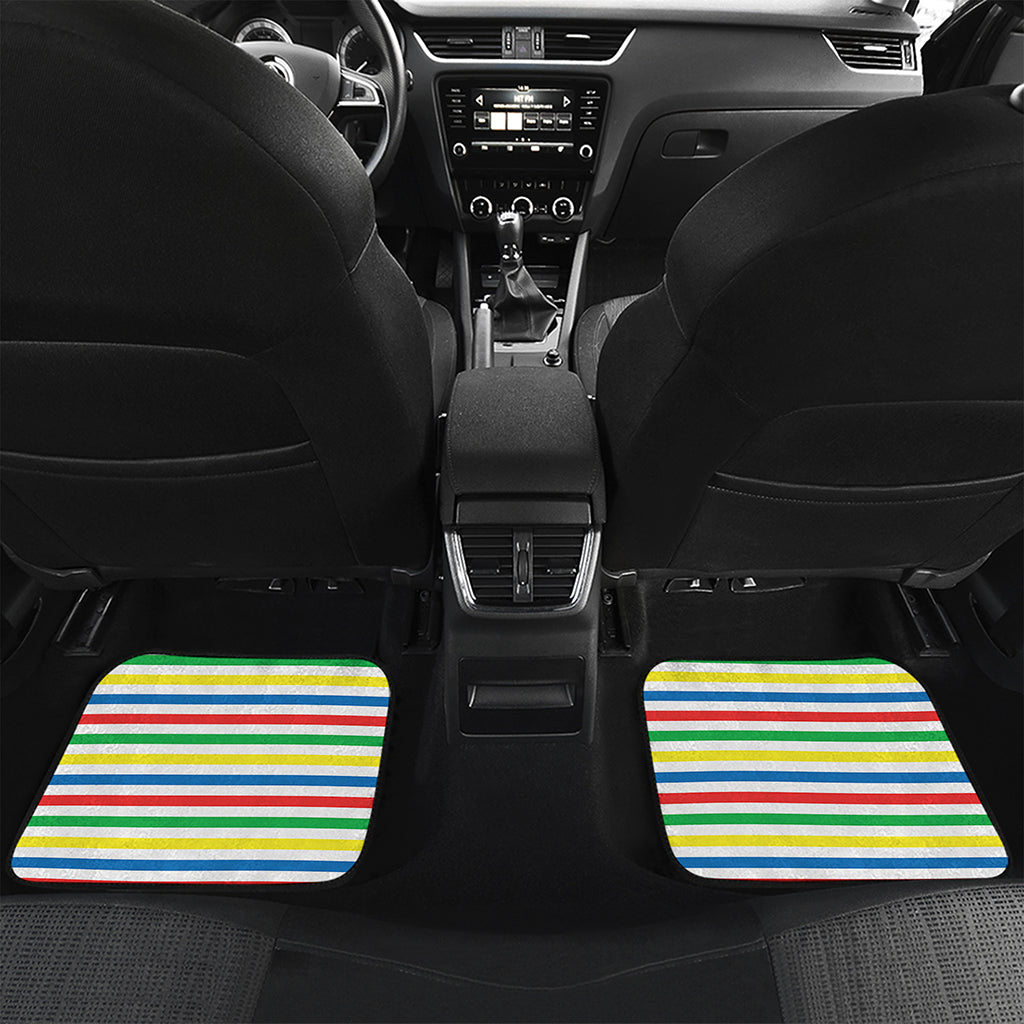 Colorful Striped Pattern Print Front and Back Car Floor Mats