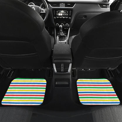 Colorful Striped Pattern Print Front and Back Car Floor Mats