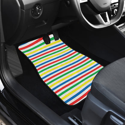 Colorful Striped Pattern Print Front Car Floor Mats
