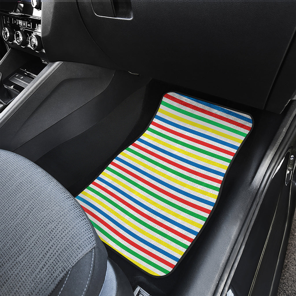 Colorful Striped Pattern Print Front Car Floor Mats