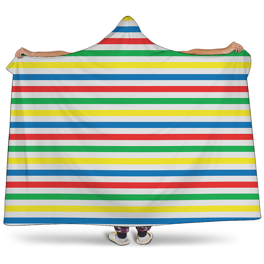 Colorful Striped Pattern Print Hooded Blanket