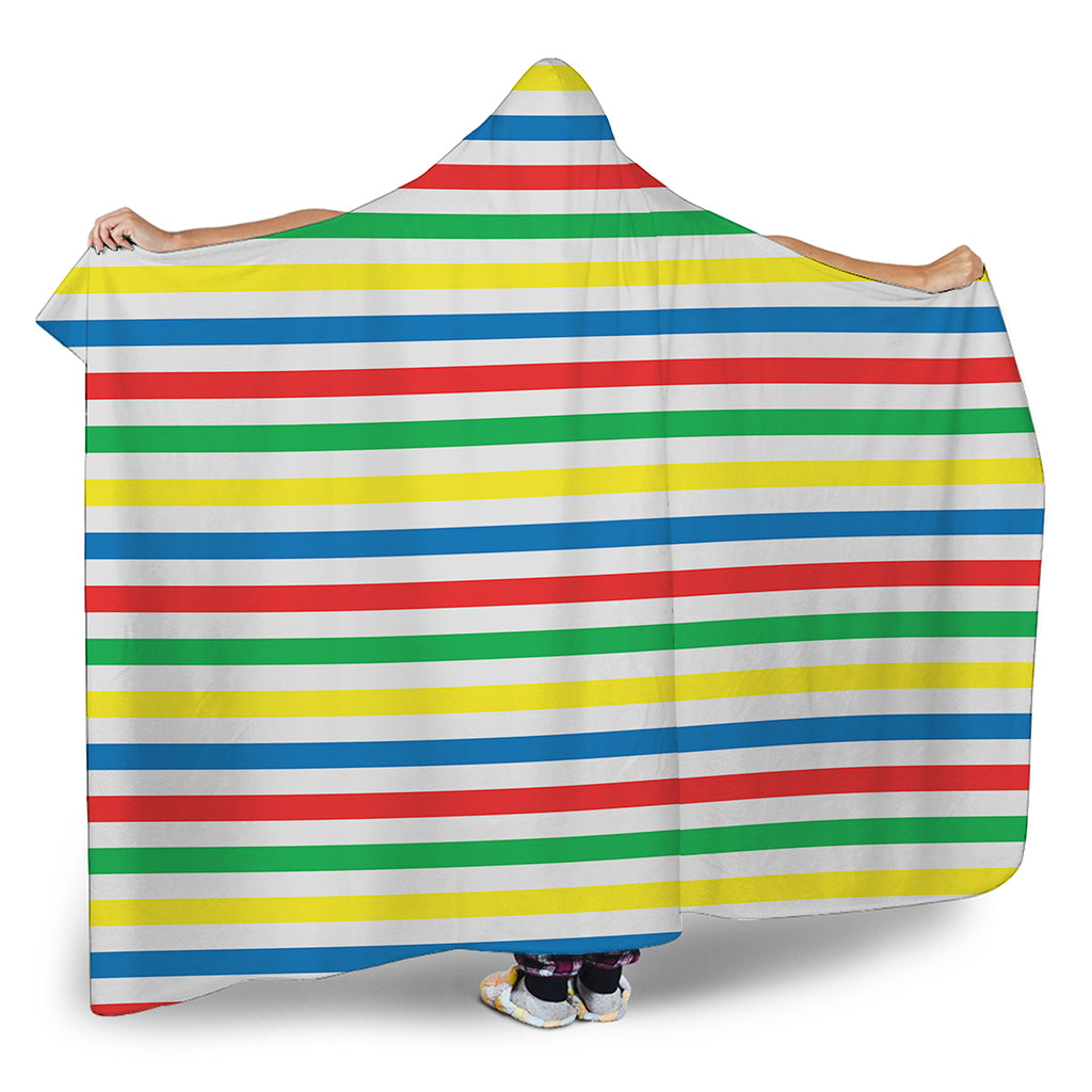 Colorful Striped Pattern Print Hooded Blanket