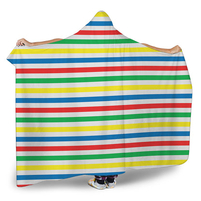 Colorful Striped Pattern Print Hooded Blanket