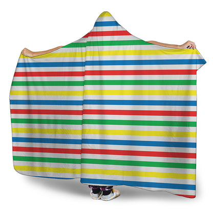 Colorful Striped Pattern Print Hooded Blanket