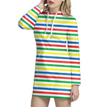 Colorful Striped Pattern Print Hoodie Dress