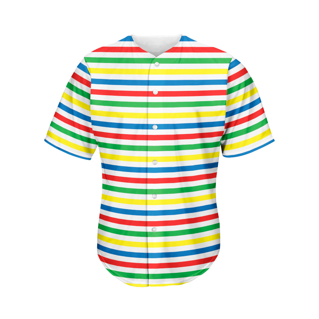 Colorful Striped Pattern Print Men's Baseball Jersey