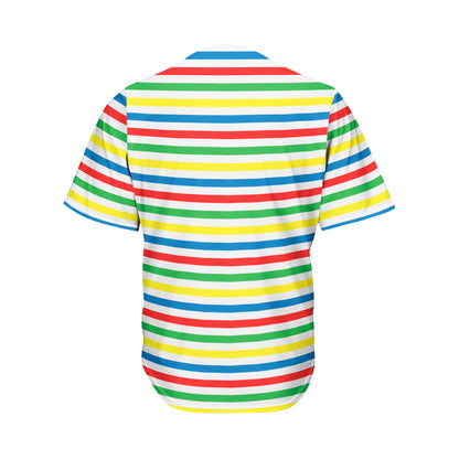 Colorful Striped Pattern Print Men's Baseball Jersey