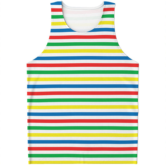 Colorful Striped Pattern Print Men's Tank Top