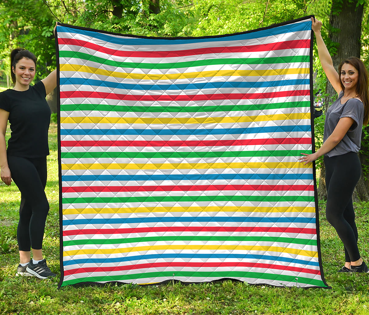 Colorful Striped Pattern Print Quilt