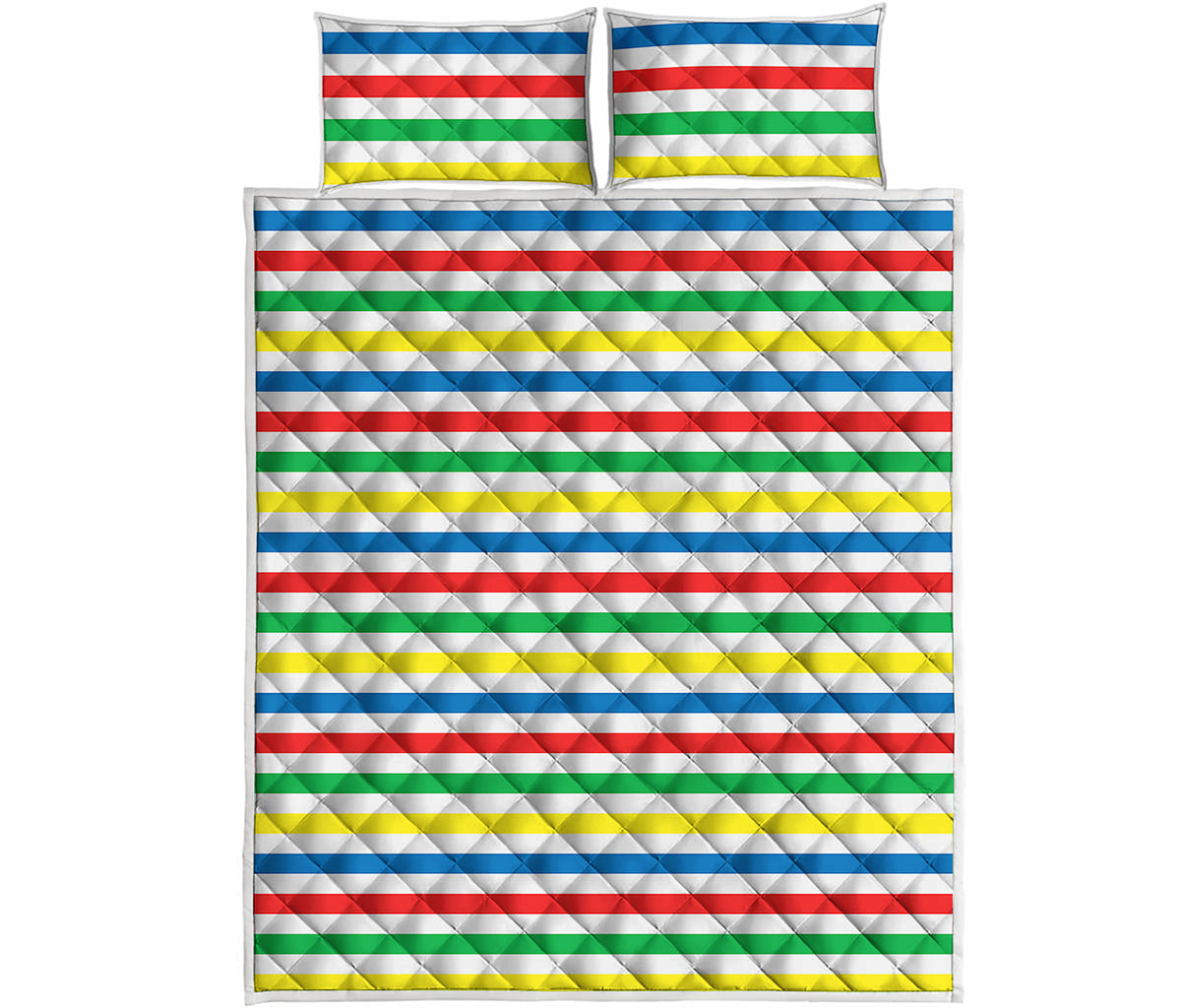 Colorful Striped Pattern Print Quilt Bed Set