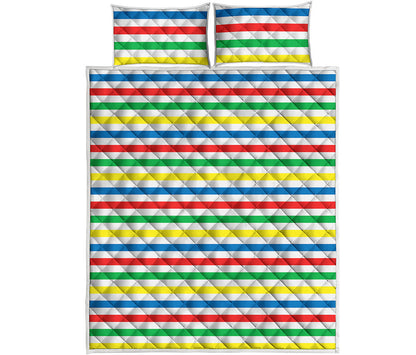 Colorful Striped Pattern Print Quilt Bed Set