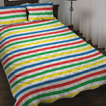 Colorful Striped Pattern Print Quilt Bed Set