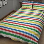 Colorful Striped Pattern Print Quilt Bed Set
