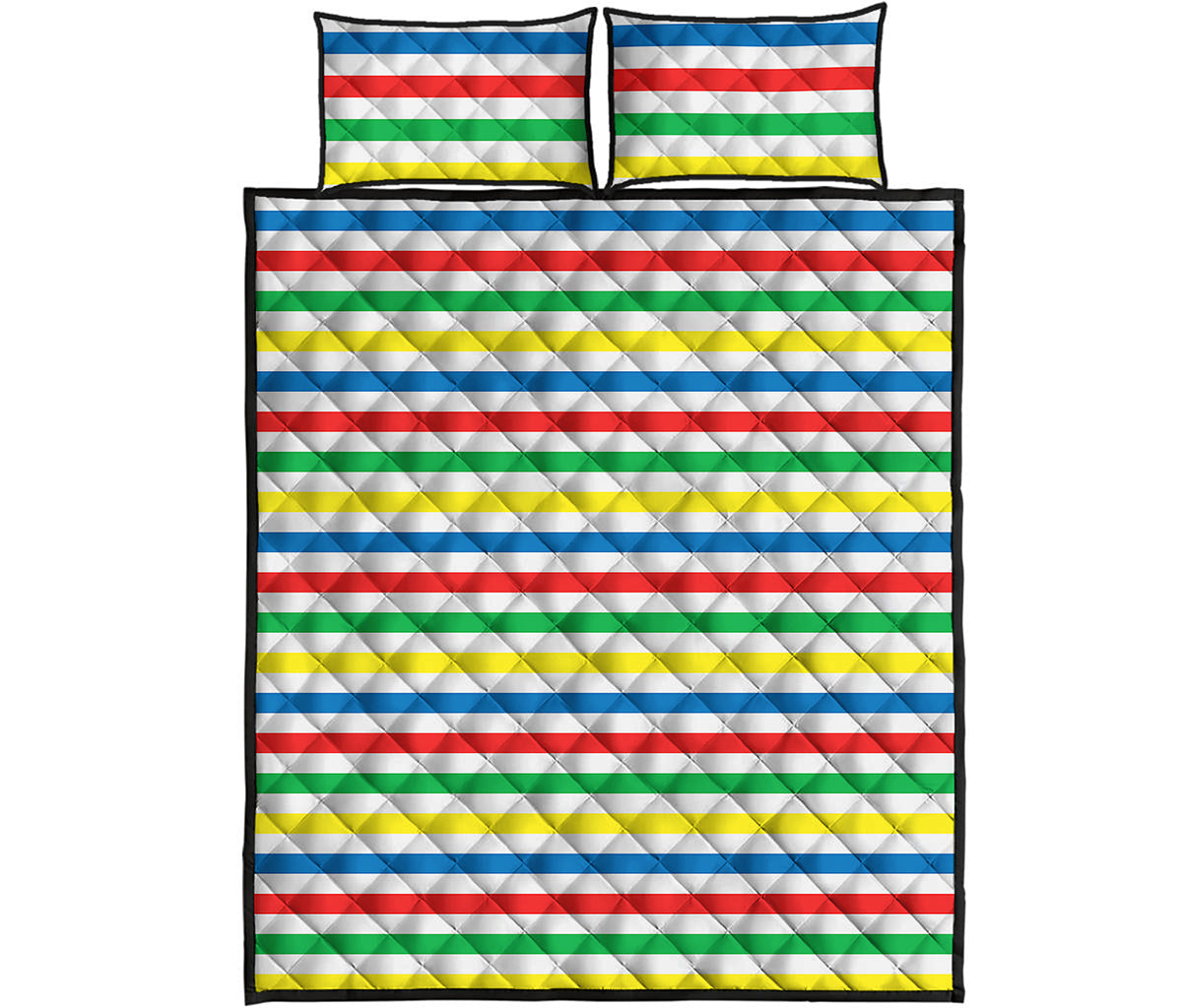 Colorful Striped Pattern Print Quilt Bed Set