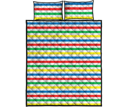 Colorful Striped Pattern Print Quilt Bed Set