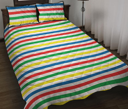 Colorful Striped Pattern Print Quilt Bed Set