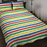Colorful Striped Pattern Print Quilt Bed Set