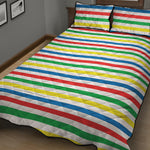 Colorful Striped Pattern Print Quilt Bed Set