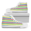 Colorful Striped Pattern Print White High Top Sneakers