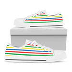 Colorful Striped Pattern Print White Low Top Shoes