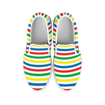 Colorful Striped Pattern Print White Slip On Shoes