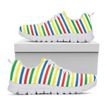 Colorful Striped Pattern Print White Sneakers