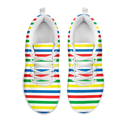 Colorful Striped Pattern Print White Sneakers