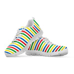Colorful Striped Pattern Print White Sneakers