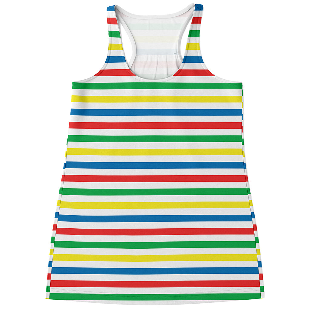 Colorful Striped Pattern Print Women's Racerback Tank Top
