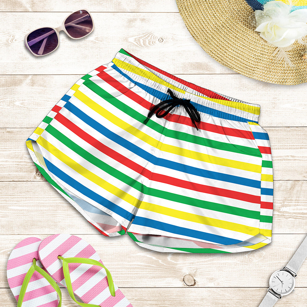 Colorful Striped Pattern Print Women's Shorts