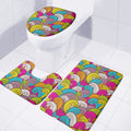 Colorful Surfing Wave Pattern Print 3 Piece Bath Mat Set