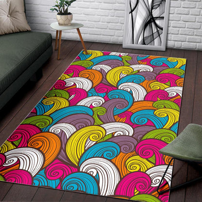 Colorful Surfing Wave Pattern Print Area Rug GearFrost