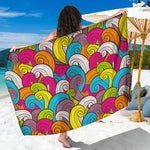 Colorful Surfing Wave Pattern Print Beach Sarong Wrap