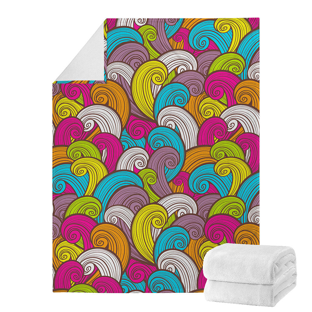 Colorful Surfing Wave Pattern Print Blanket