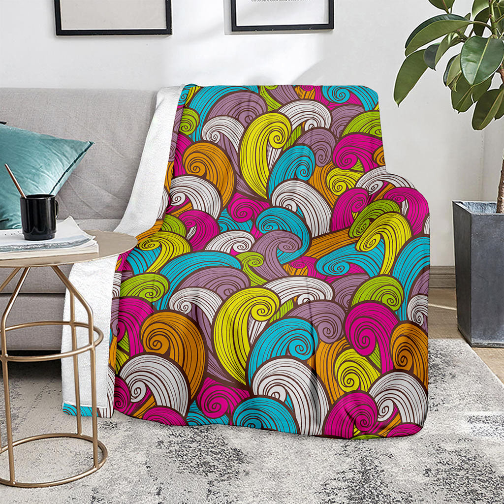Colorful Surfing Wave Pattern Print Blanket