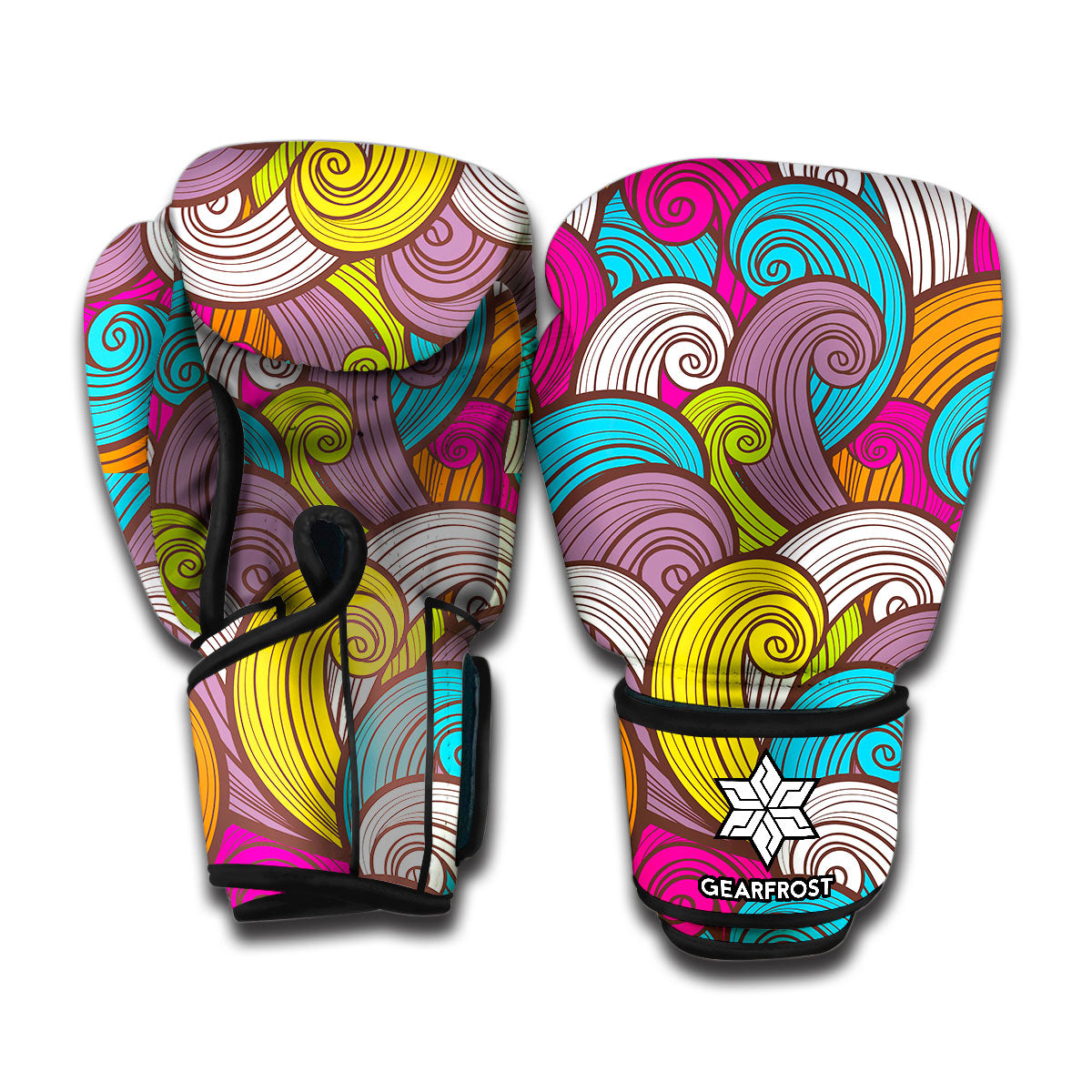 Colorful Surfing Wave Pattern Print Boxing Gloves