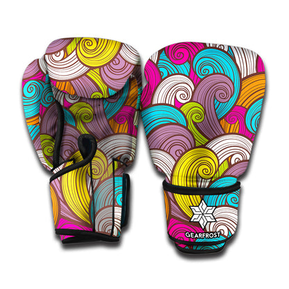 Colorful Surfing Wave Pattern Print Boxing Gloves