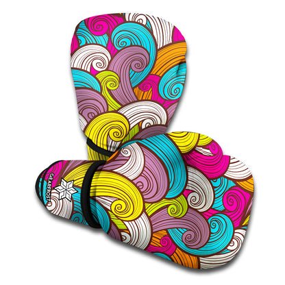 Colorful Surfing Wave Pattern Print Boxing Gloves