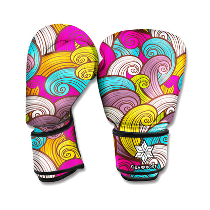 Colorful Surfing Wave Pattern Print Boxing Gloves