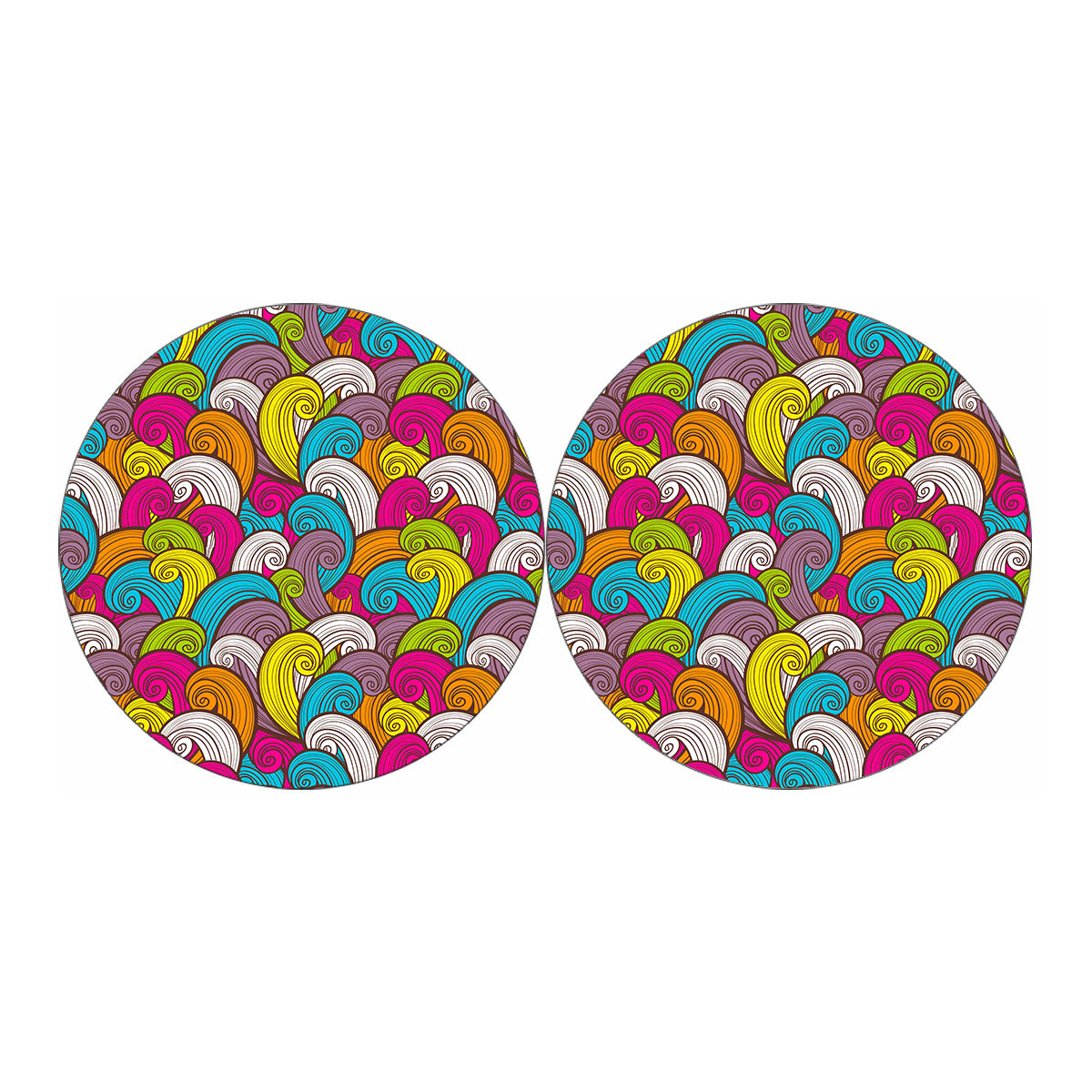Colorful Surfing Wave Pattern Print Car Coasters