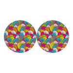 Colorful Surfing Wave Pattern Print Car Coasters